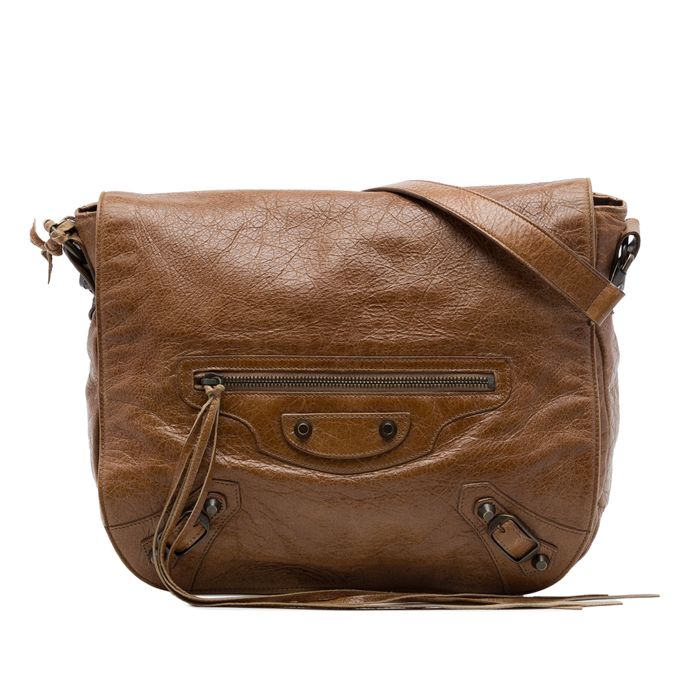 Pre-Loved Balenciaga Lambskin Motocross Classic Folk Messenger Bag